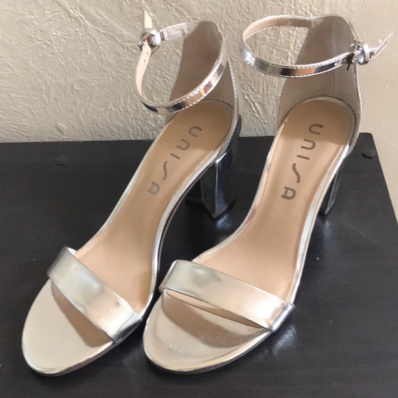 silver 3 inch block heels